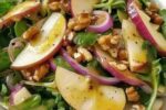 Vegan Apple Walnut salad w/ arugula & dijon vinaigrette recipe
