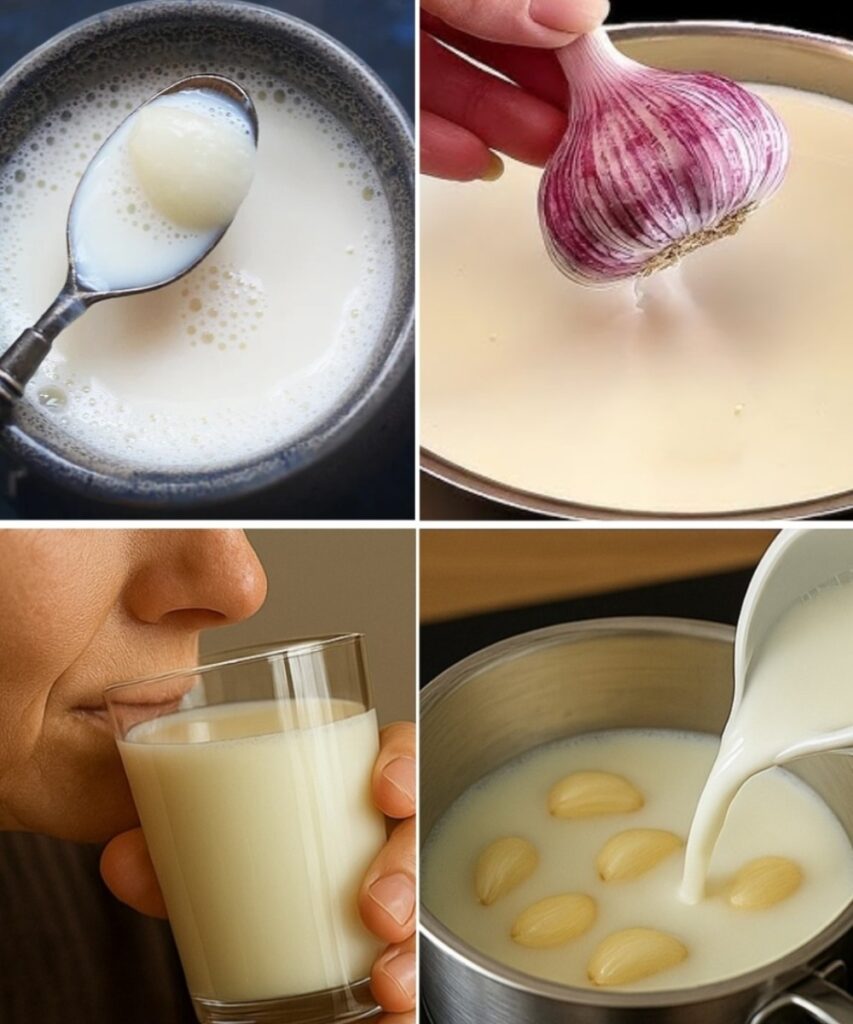 🌿 Garlic Boiled in Milk: A Gentle Remedy for Digestion, Immunity & Joint Health
