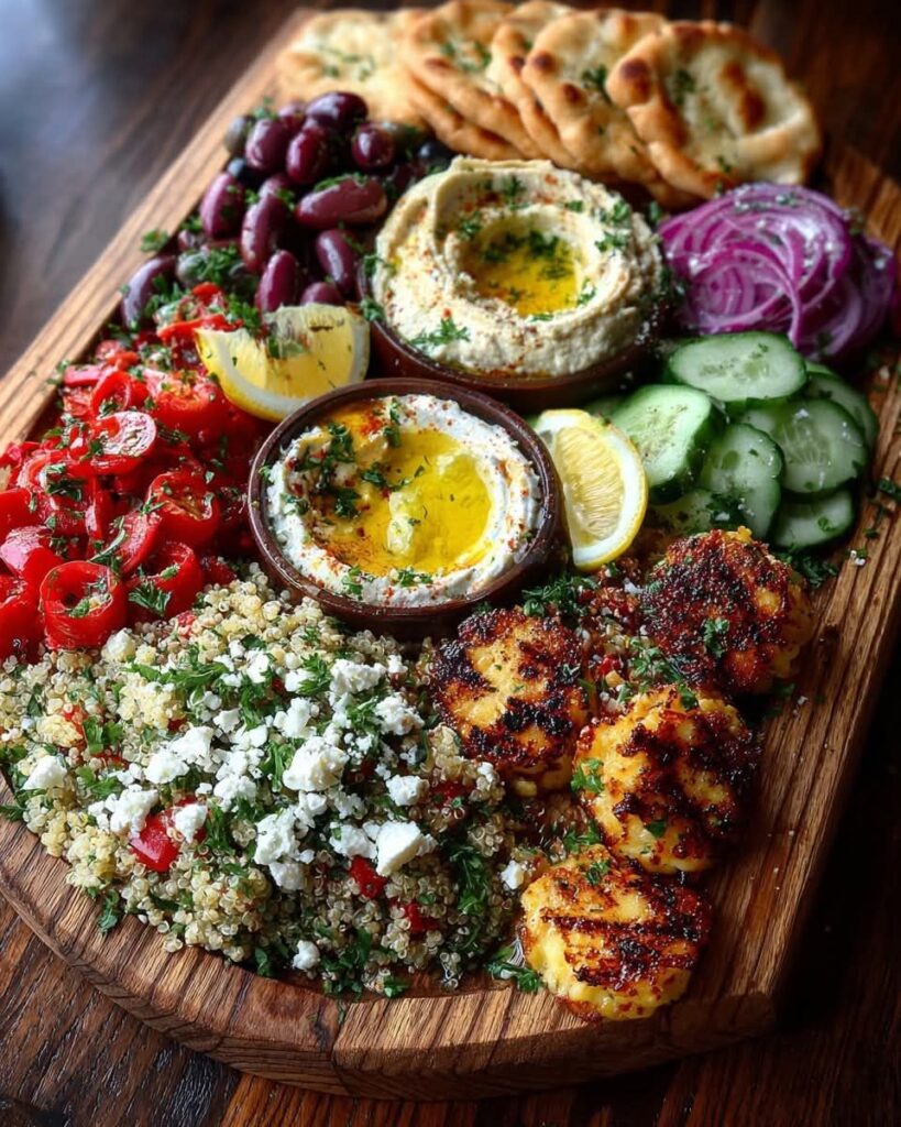 Mediterranean Mezze Board with Quinoa Salad