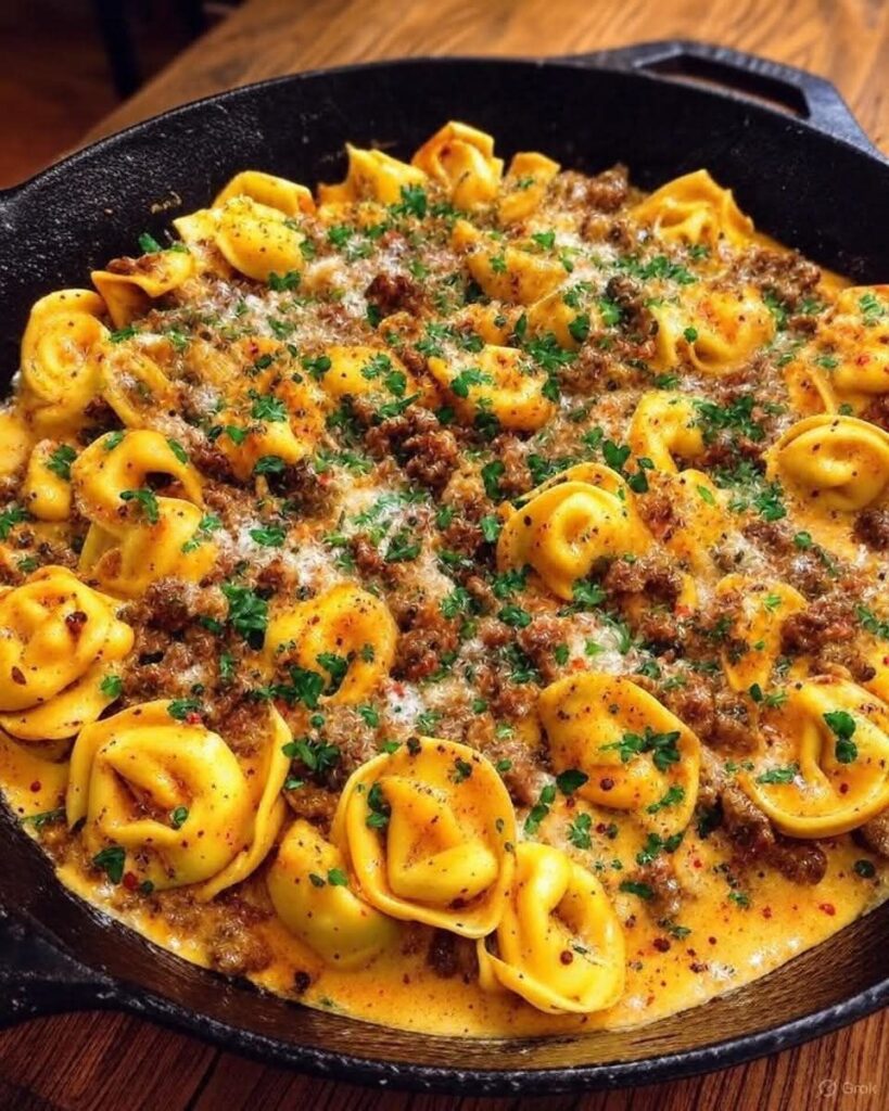  Creamy Cajun Beef Tortellini Stroganoff Skillet