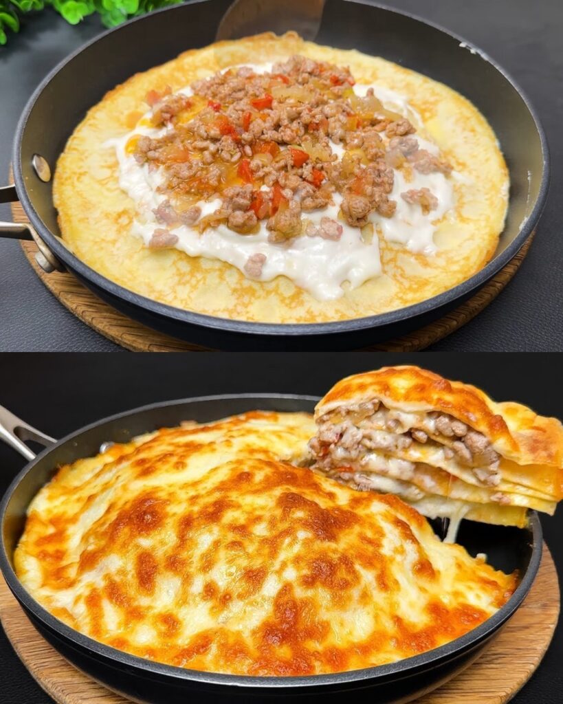 Pancakes with Meat Filling and Bechamel Sauce