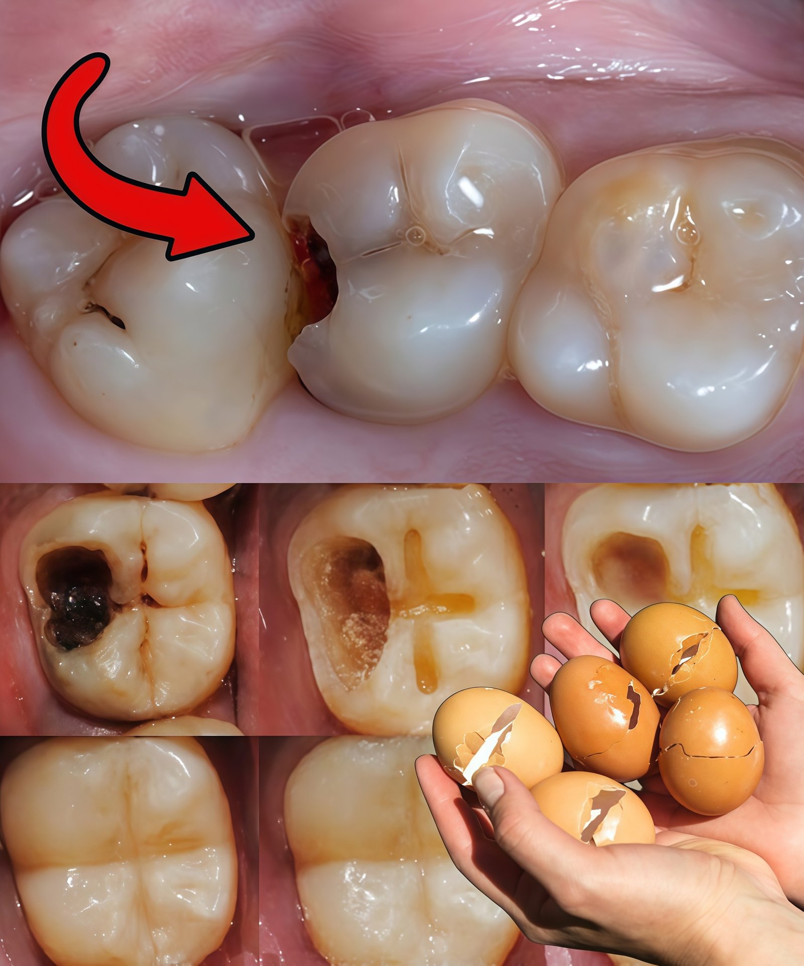 🌿 After 5 Minutes, Yellow Teeth Turn Pearl White — The Gentle Whitening Secret with Eggshells