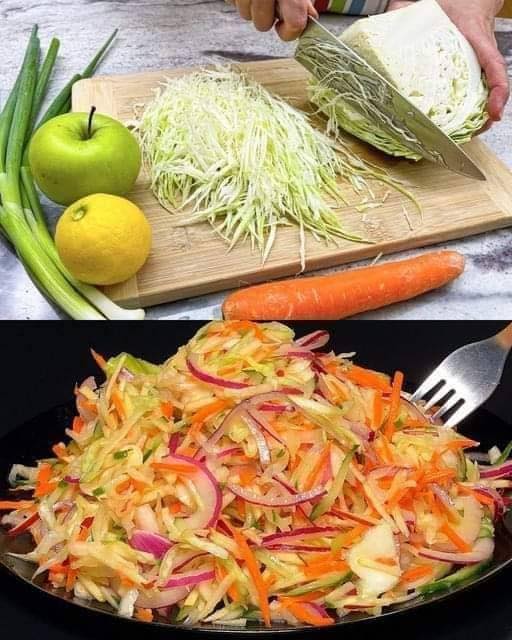 Crunchy Cabbage, Carrot & Apple Salad