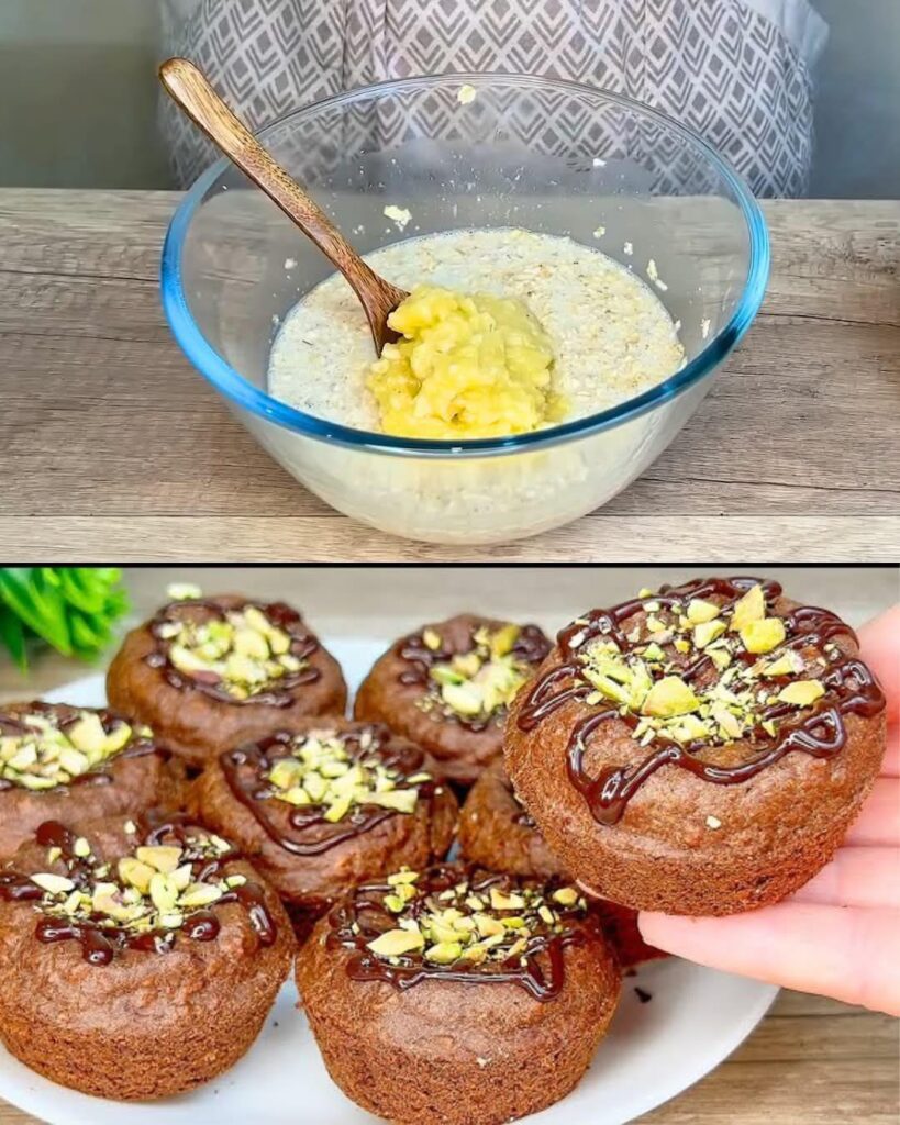 Healthy Chocolate Banana Oatmeal Muffins