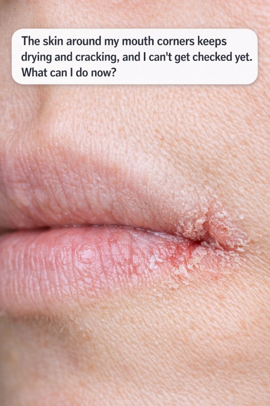 The skin around my mouth corners keeps drying and cracking, and I can’t get checked yet. What can I do now?