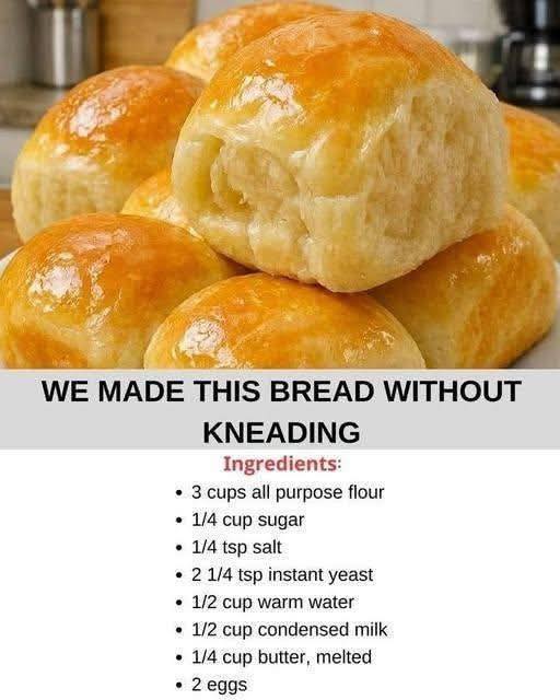 No-Knead Condensed Milk Rolls