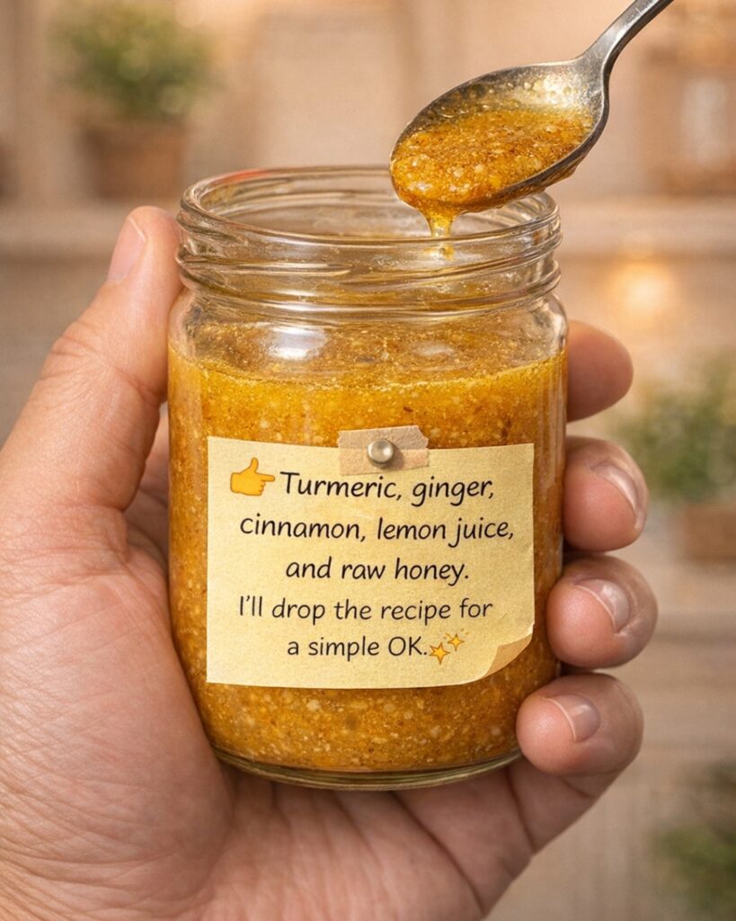 Turmeric, ginger, cinnamon, lemon juice, and raw honey.